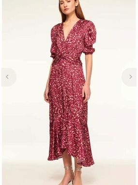 Misa Los Angeles Burgundy & Cream Printed Midi/ Maxi Dress